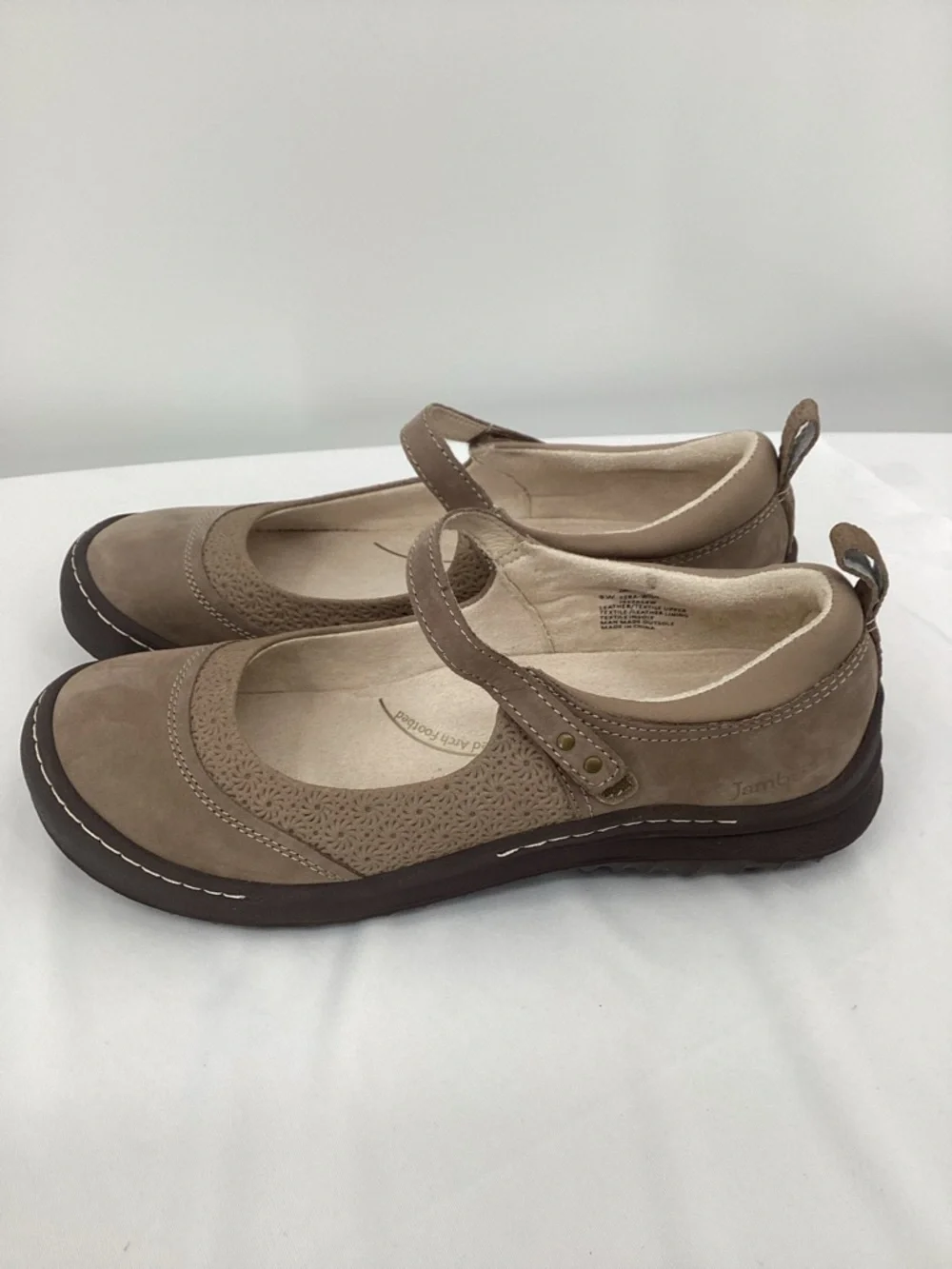 Jambu Ezra Women's Taupe Mary Jane Flats with Strap